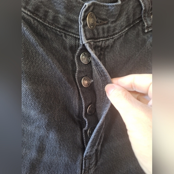 Free People Maggie Mid-Rise Button Fly Crop Straight-Leg Jeans Black Size 30 - Picture 4 of 7